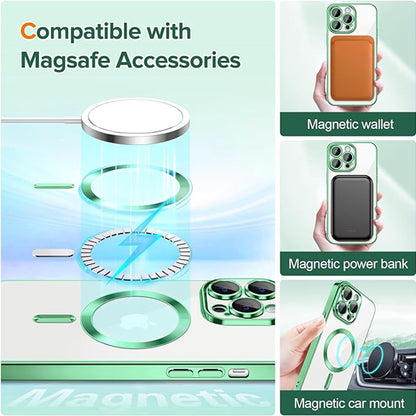 MagSafe puzdro pre Apple iPhone 13 Pro Max, Techsuit, Luxury Crystal, Svetlozelená