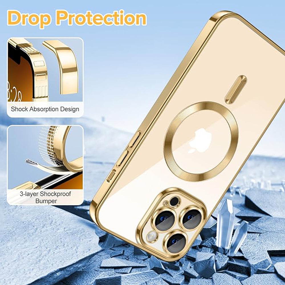 MagSafe puzdro pre Apple iPhone 13 Pro, Techsuit, Luxury Crystal, Zlaté