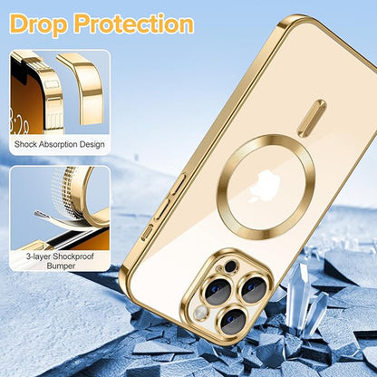 MagSafe puzdro pre Apple iPhone 13 Pro, Techsuit, Luxury Crystal, Zlaté