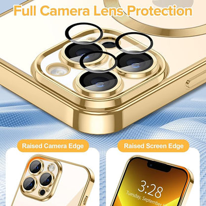 MagSafe puzdro pre Apple iPhone 13 Pro, Techsuit, Luxury Crystal, Zlaté