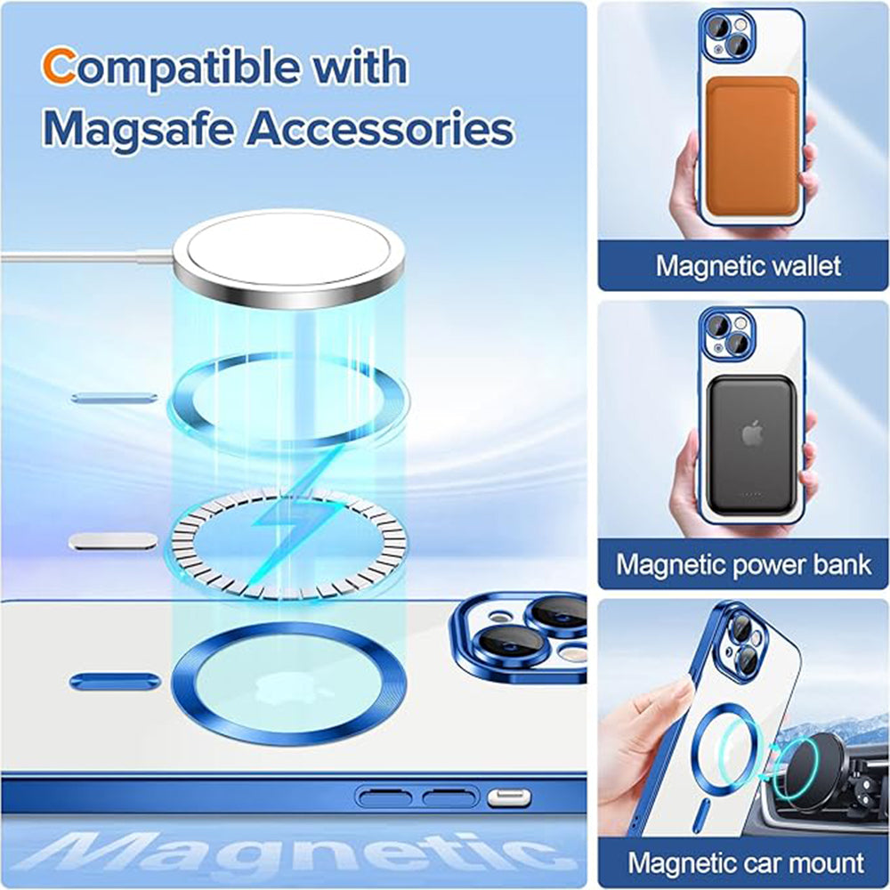 MagSafe puzdro pre Apple iPhone 13, Techsuit, Luxury Crystal, Tmavomodrá
