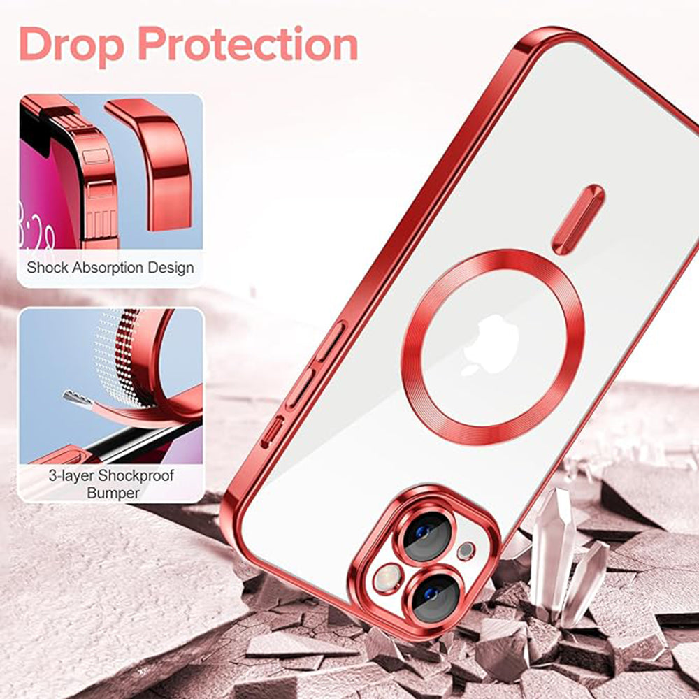 MagSafe Case for Apple iPhone 13, Techsuit, Luxury Crystal, Red