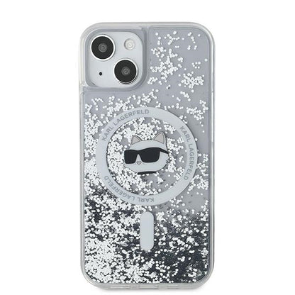 Puzdro MagSafe pre Apple iPhone 14, Karl Lagerfeld, Liquid Glitter Choupette's Head, Transparentné