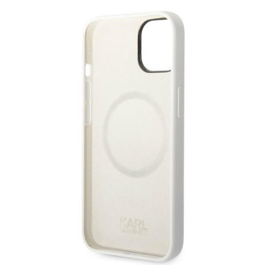Puzdro MagSafe pre Apple iPhone 14 Plus, Karl Lagerfeld, Silicone Choupette, Biela