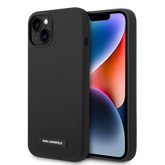 Puzdro MagSafe pre Apple iPhone 14 Plus, Karl Lagerfeld, Silicone Plaque, Čierne