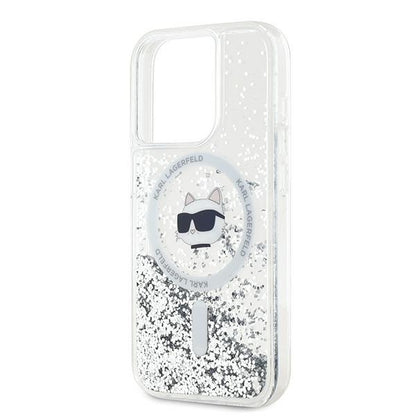 Puzdro MagSafe pre Apple iPhone 14 Pro, Karl Lagerfeld, Liquid Glitter Choupette's Head, Transparentné