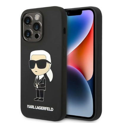Puzdro MagSafe pre Apple iPhone 14 Pro, Karl Lagerfeld, Silicone Ikonik Karl, Čierne
