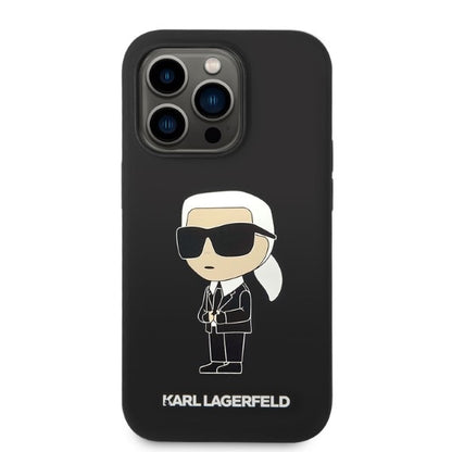 Puzdro MagSafe pre Apple iPhone 14 Pro, Karl Lagerfeld, Silicone Ikonik Karl, Čierne