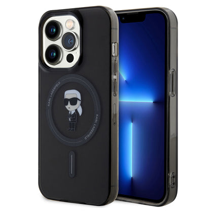 Puzdro MagSafe pre Apple iPhone 14 Pro Max, Karl Lagerfeld, IML Ikonik Karl, Čierne