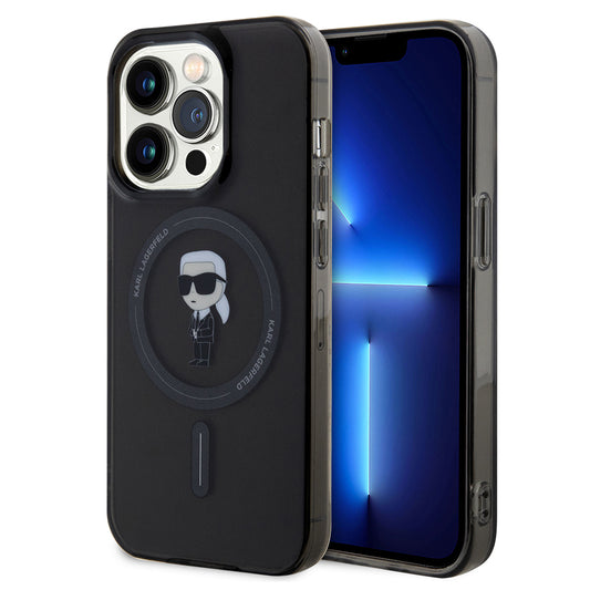 Puzdro MagSafe pre Apple iPhone 14 Pro Max, Karl Lagerfeld, IML Ikonik Karl, Čierne