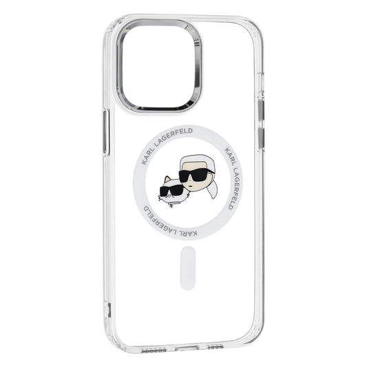 MagSafe Case for Apple iPhone 14 Pro Max, Karl Lagerfeld, IML Metal Karl & Choupette's Heads, White
