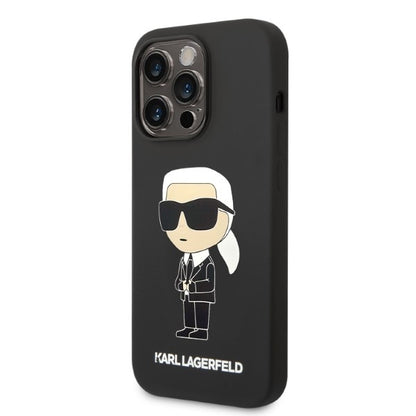 Puzdro MagSafe pre Apple iPhone 14 Pro Max, Karl Lagerfeld, Silicone Ikonik Karl, Čierne