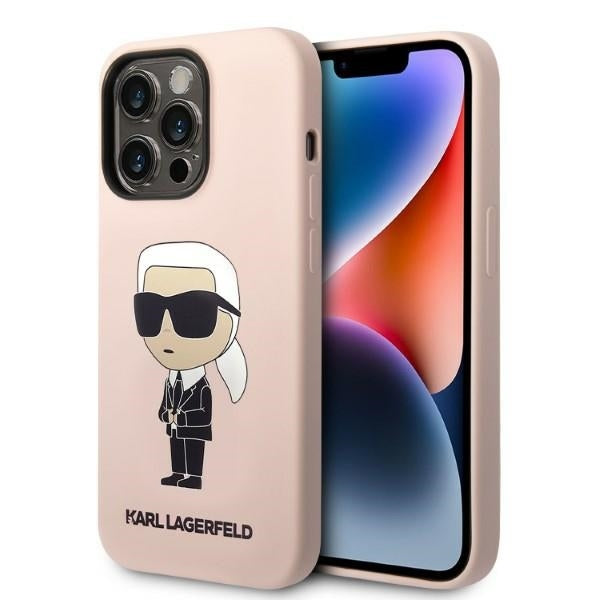 Puzdro MagSafe pre Apple iPhone 14 Pro Max, Karl Lagerfeld, Silicone Ikonik Karl, Ružová