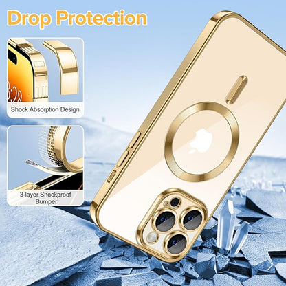 MagSafe puzdro pre Apple iPhone 14 Pro Max, Techsuit, Luxury Crystal, Zlaté