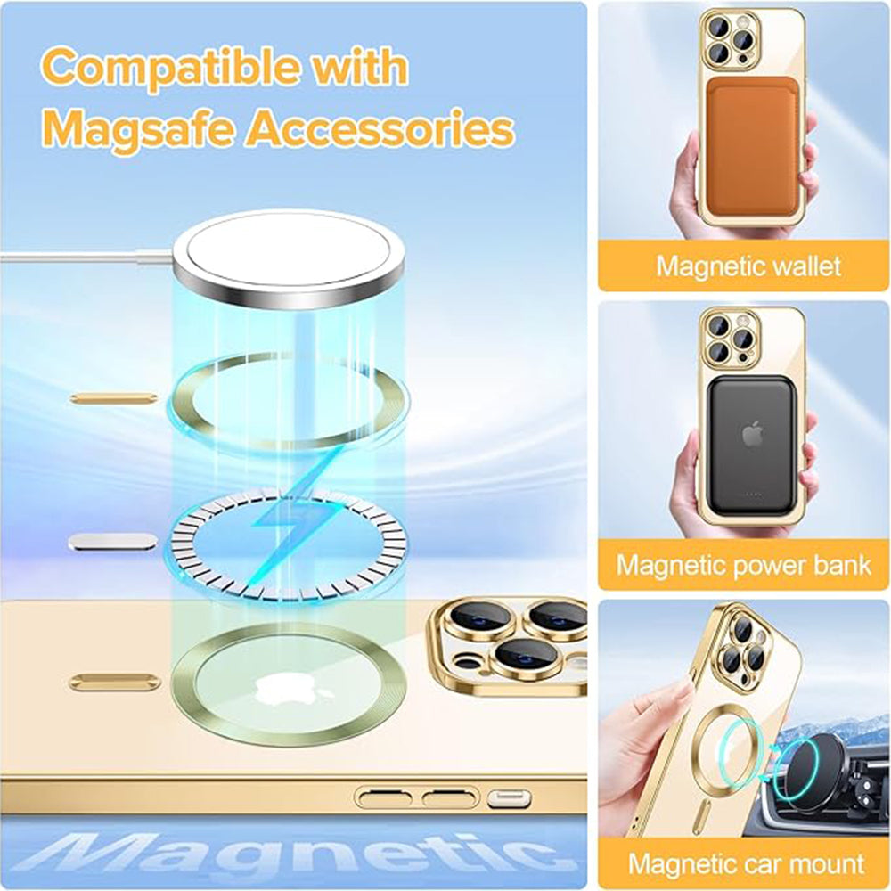 MagSafe puzdro pre Apple iPhone 14 Pro Max, Techsuit, Luxury Crystal, Zlaté