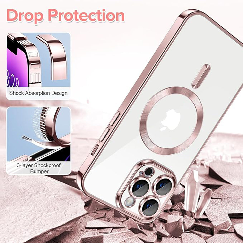 MagSafe puzdro pre Apple iPhone 14 Pro Max, Techsuit, Luxury Crystal, Ružové