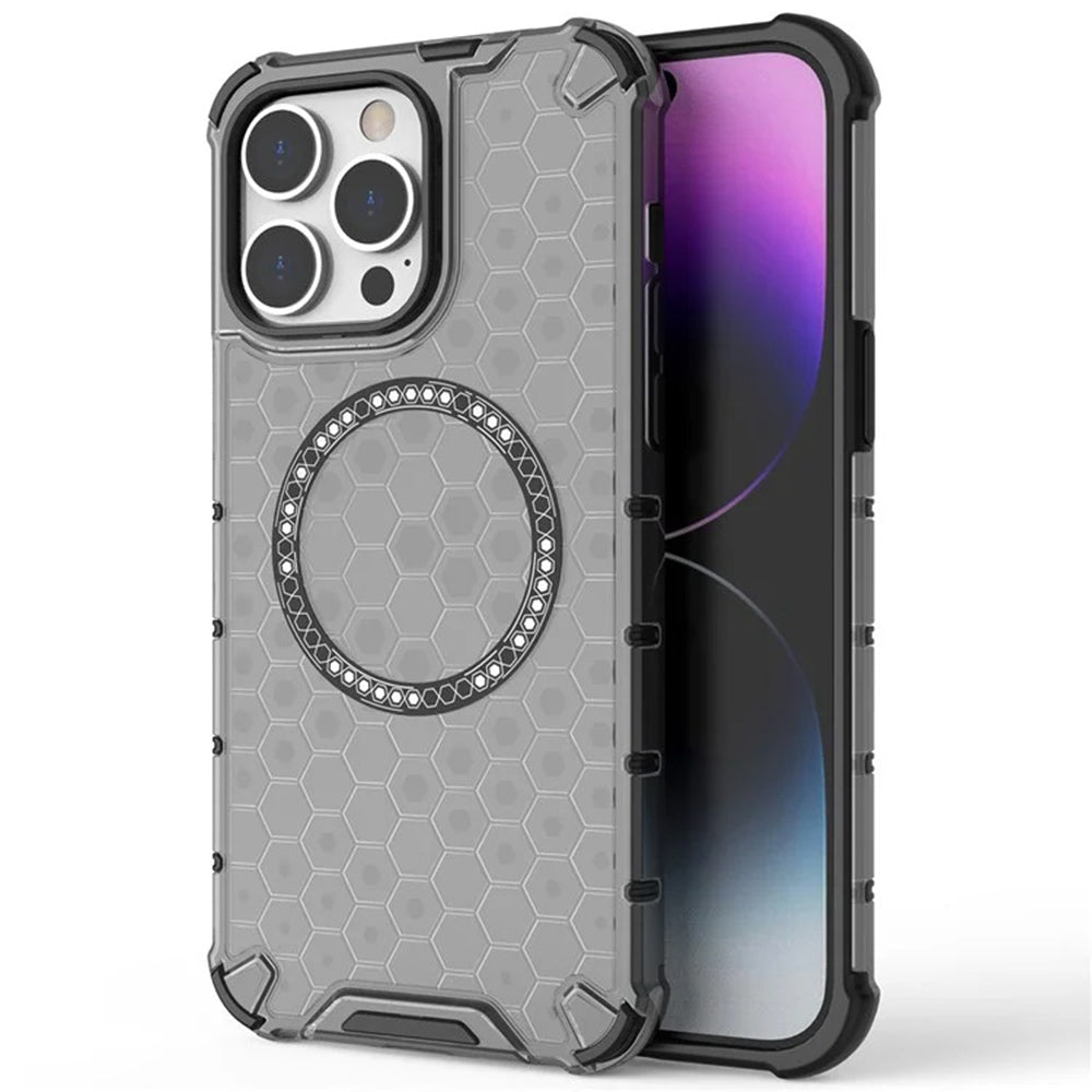 MagSafe puzdro pre Apple iPhone 14 Pro, Techsuit, HoneyComb Shield, Biele