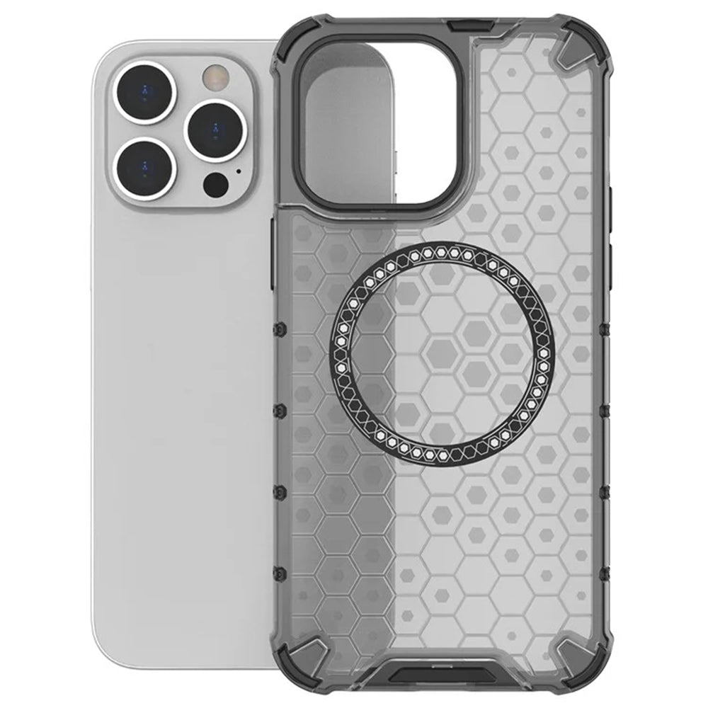 MagSafe puzdro pre Apple iPhone 14 Pro, Techsuit, HoneyComb Shield, Biele
