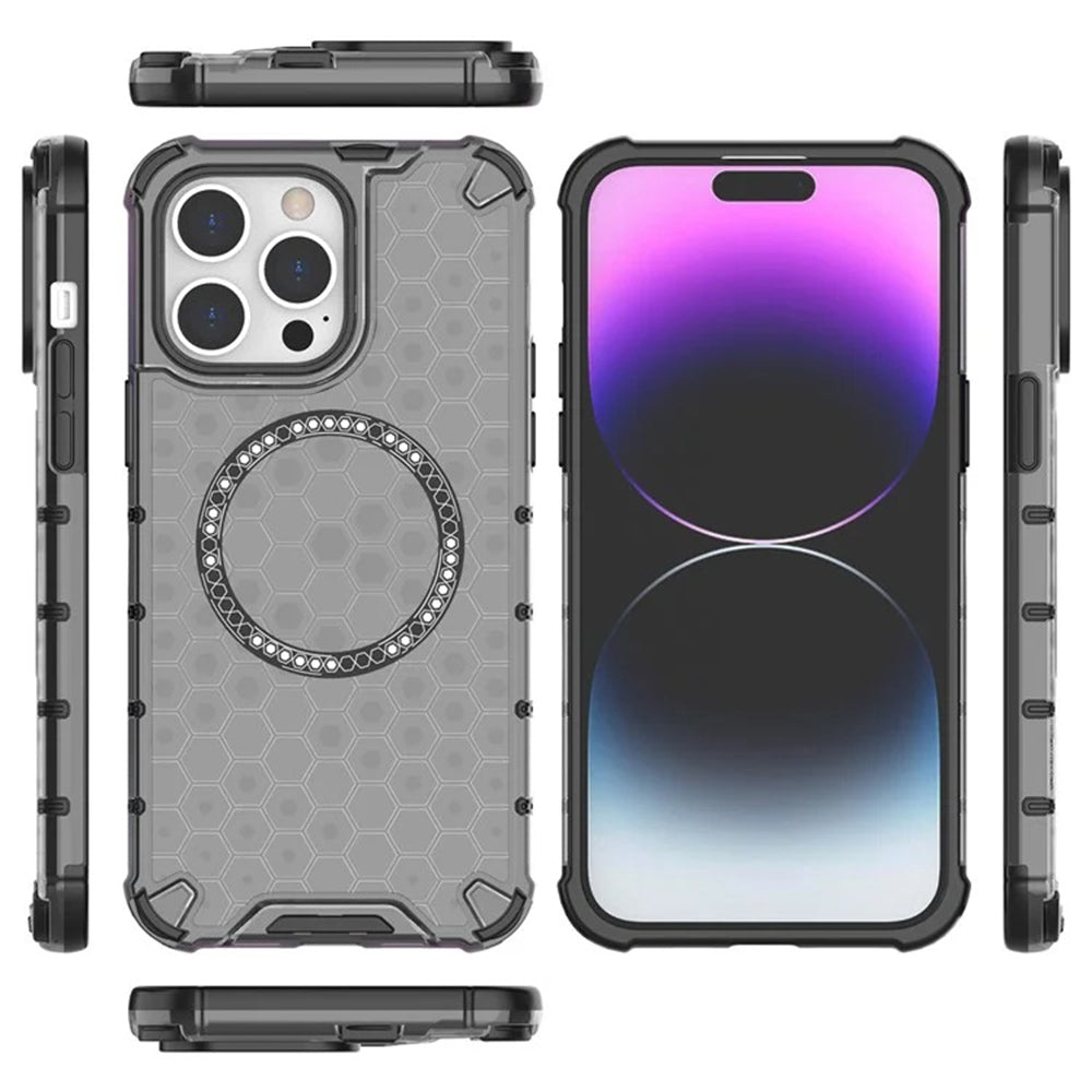 MagSafe puzdro pre Apple iPhone 14 Pro, Techsuit, HoneyComb Shield, Biele