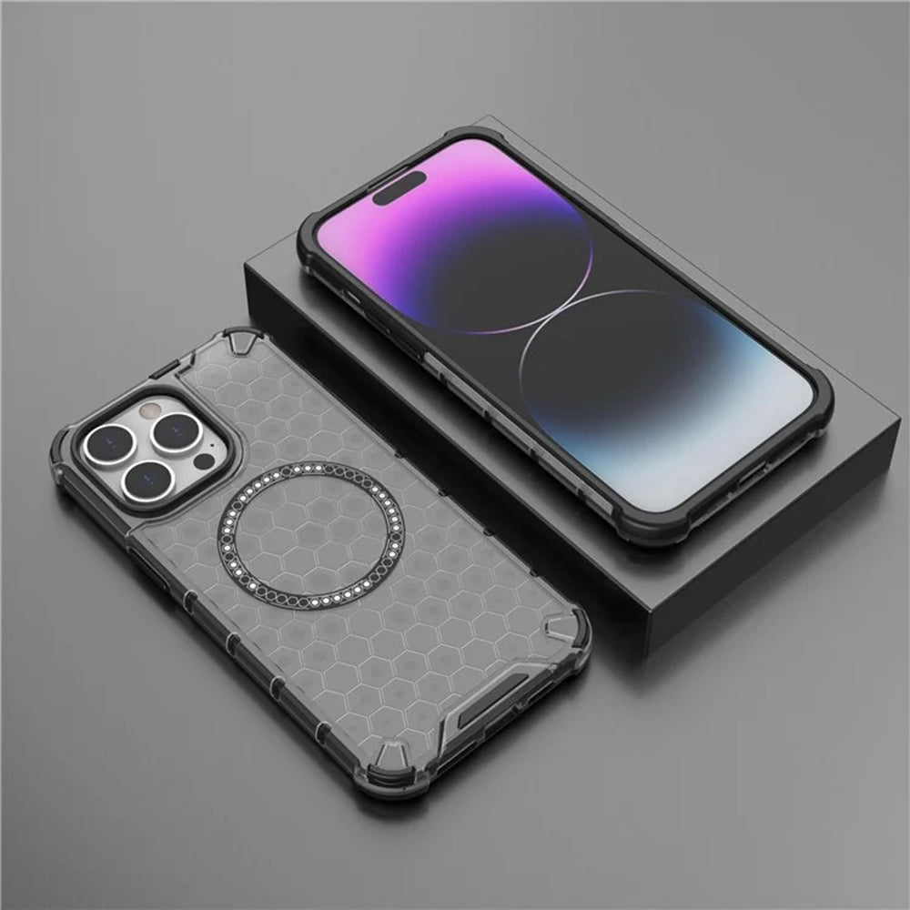 MagSafe puzdro pre Apple iPhone 14 Pro, Techsuit, HoneyComb Shield, Biele