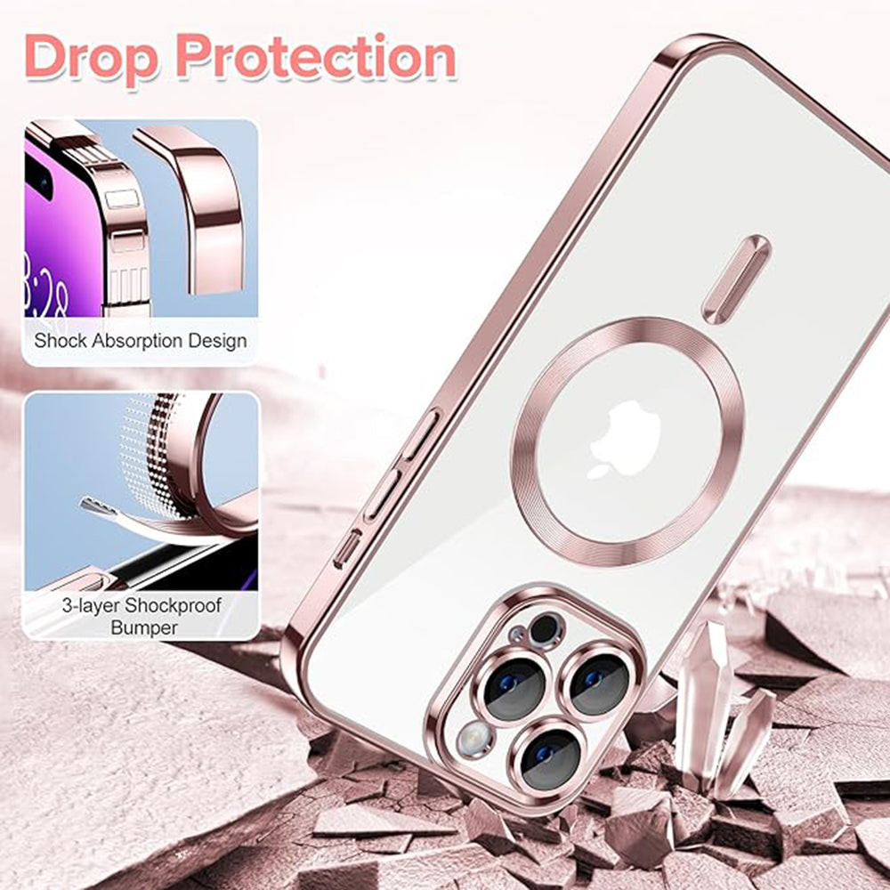 MagSafe puzdro pre Apple iPhone 14 Pro, Techsuit, Luxury Crystal, Ružové