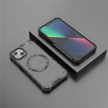 MagSafe Case for Apple iPhone 14, Techsuit, HoneyComb Shield, Black
