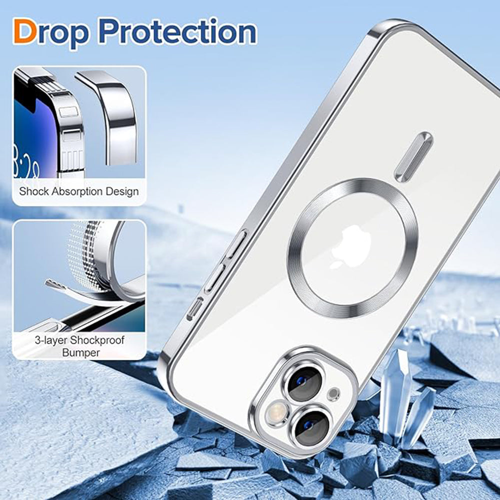 MagSafe puzdro pre Apple iPhone 14, Techsuit, Luxury Crystal, Strieborné