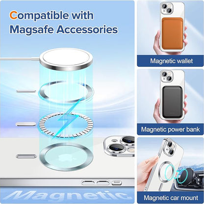 MagSafe puzdro pre Apple iPhone 14, Techsuit, Luxury Crystal, Strieborné