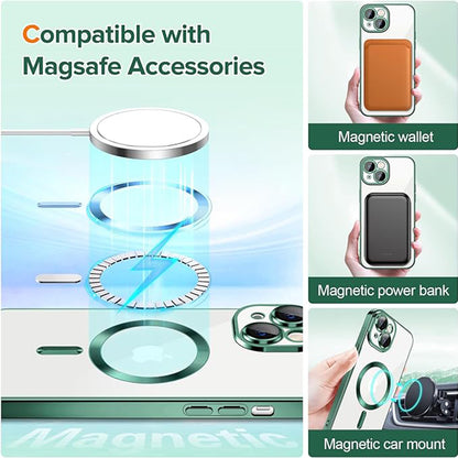 MagSafe puzdro pre Apple iPhone 14, Techsuit, Luxury Crystal, Tmavozelené