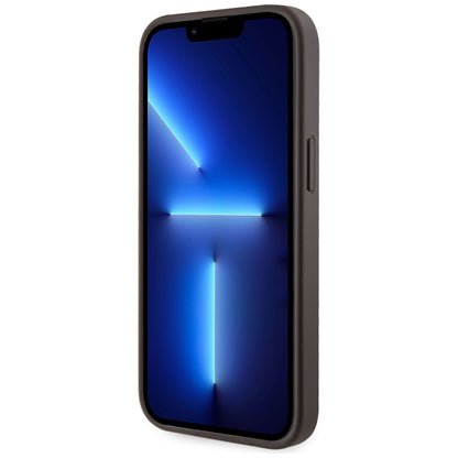 Puzdro MagSafe pre Apple iPhone 15, Guess, Cardslot 4G Stripes, Hnedé