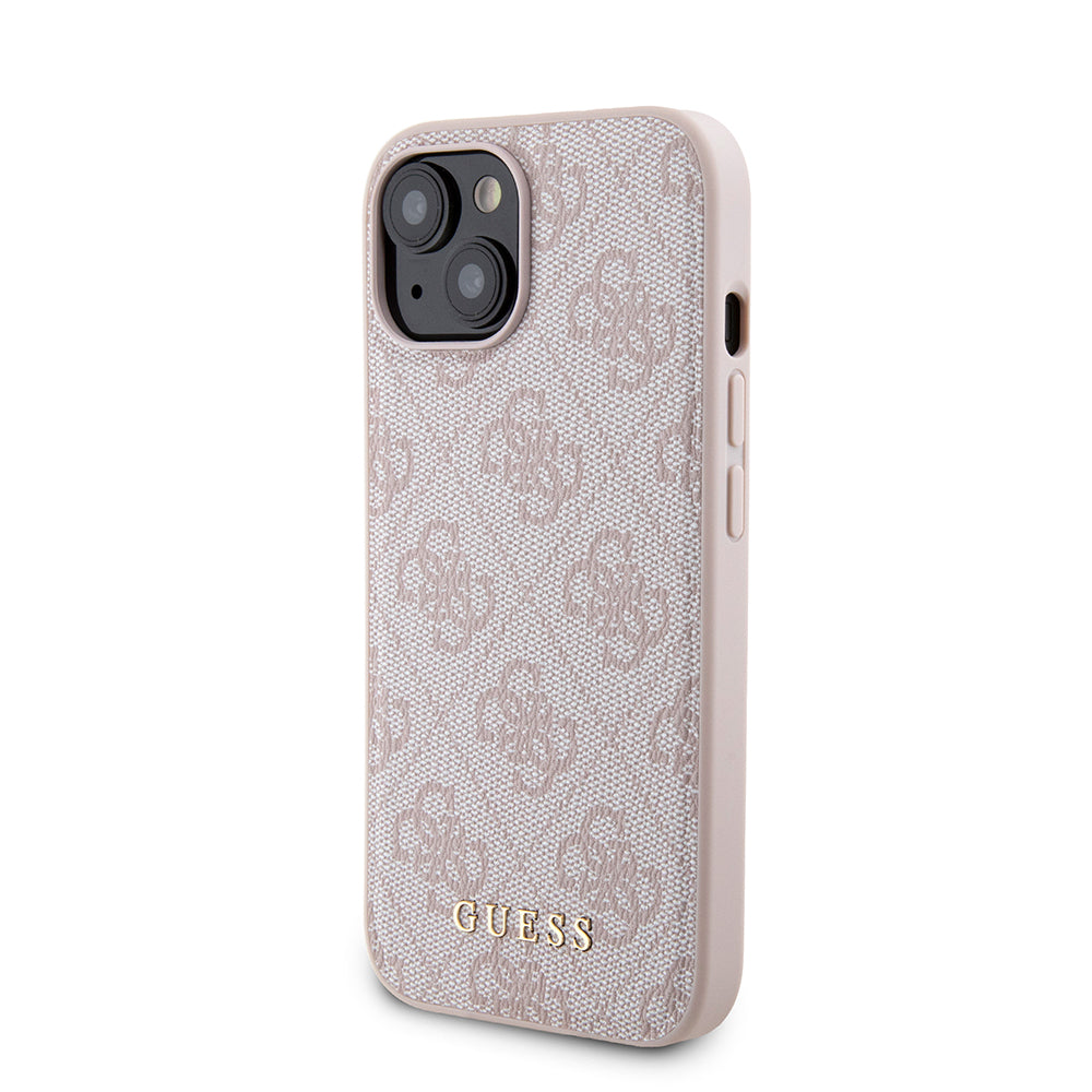 Puzdro MagSafe pre Apple iPhone 15, Guess, Powerbank 4G Metal Logo, Ružové