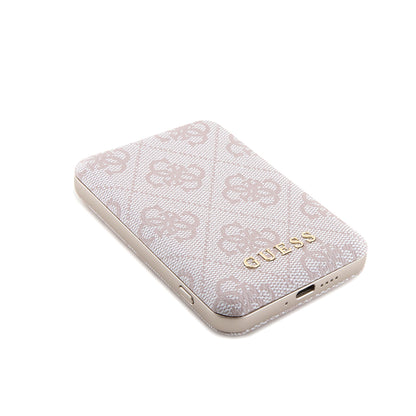 Puzdro MagSafe pre Apple iPhone 15, Guess, Powerbank 4G Metal Logo, Ružové