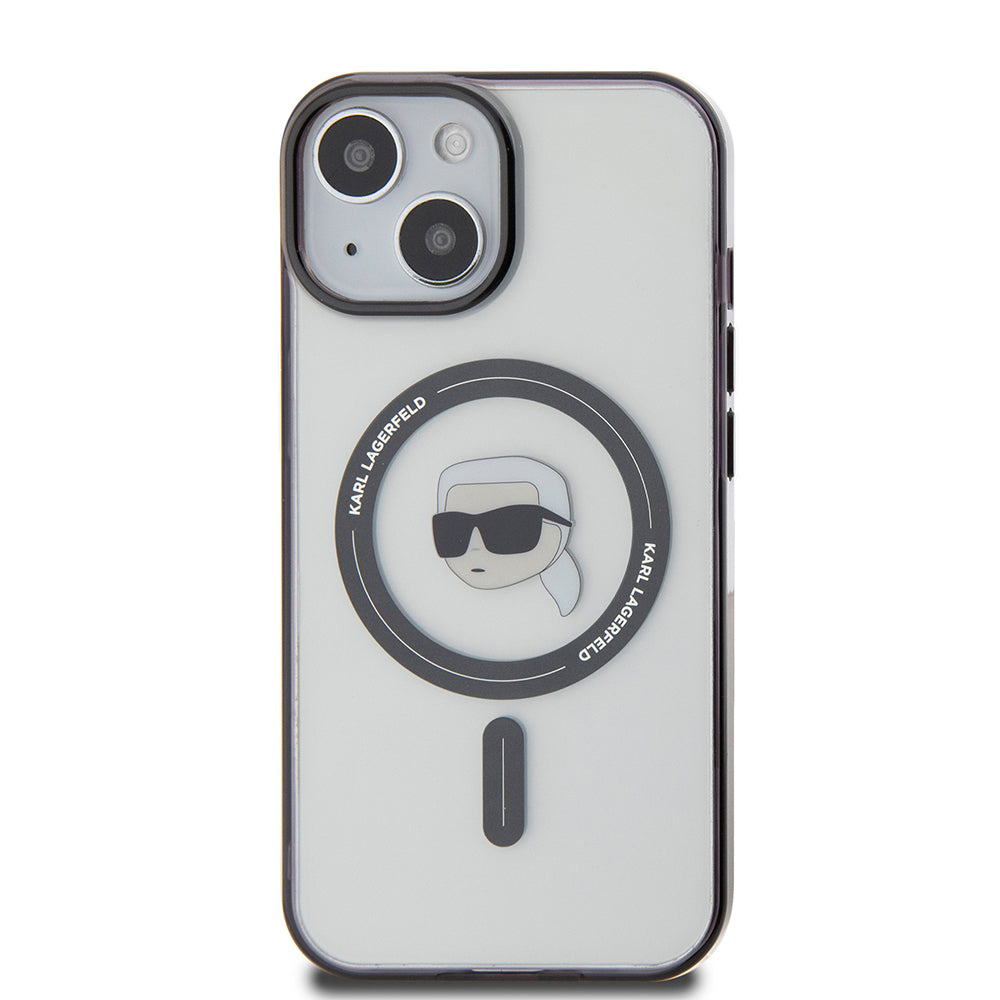 Puzdro MagSafe pre Apple iPhone 15, Karl Lagerfeld, IML Karl's Head, Priehľadné