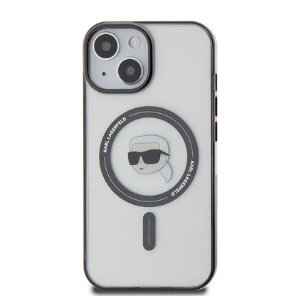 Puzdro MagSafe pre Apple iPhone 15, Karl Lagerfeld, IML Karl's Head, Priehľadné