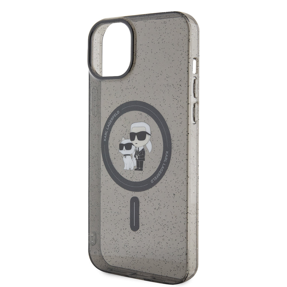 Puzdro MagSafe pre Apple iPhone 15 Plus, Karl Lagerfeld, Glitter, Čierne