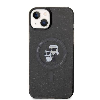 Puzdro MagSafe pre Apple iPhone 15 Plus, Karl Lagerfeld, Glitter, Čierne