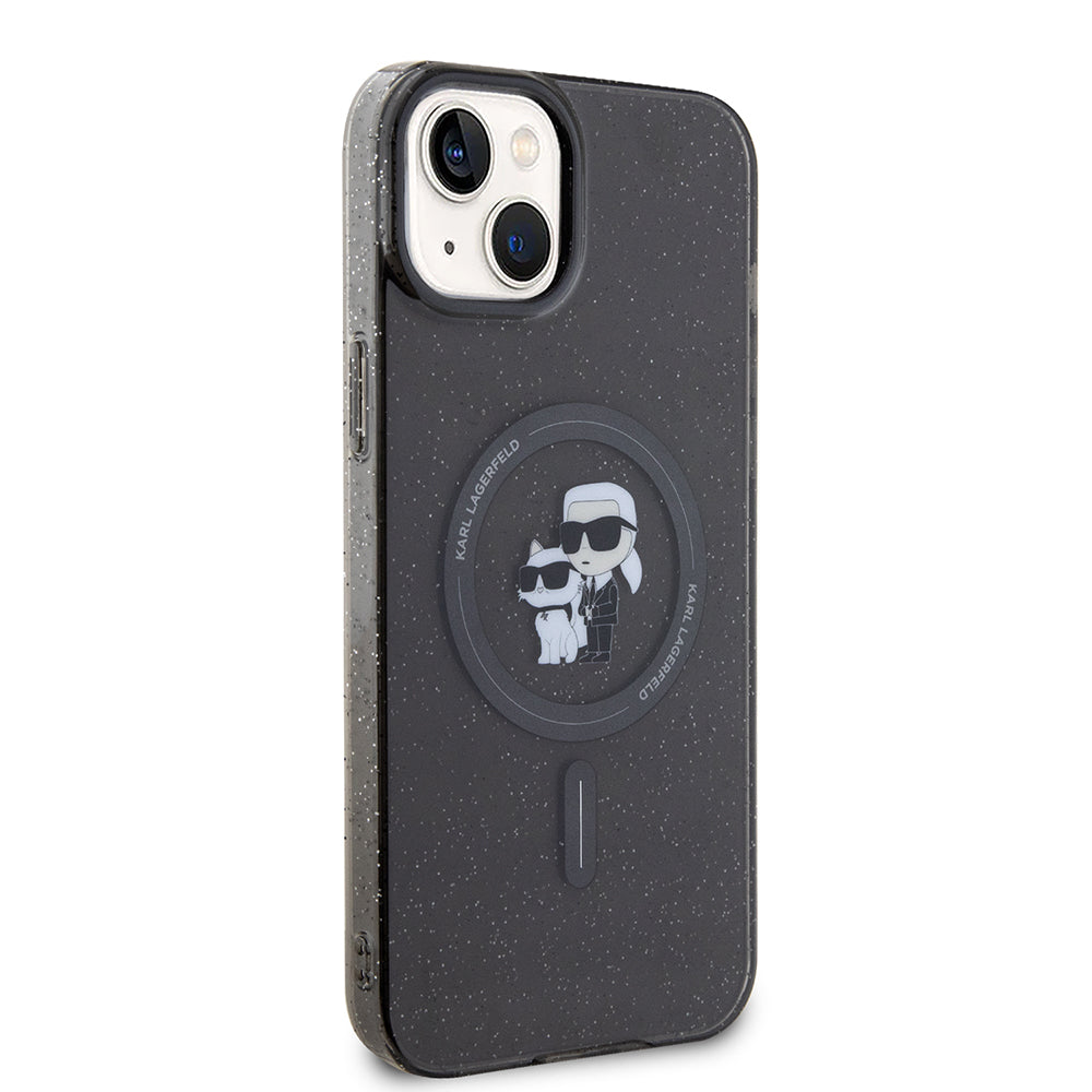 Puzdro MagSafe pre Apple iPhone 15 Plus, Karl Lagerfeld, Glitter, Čierne
