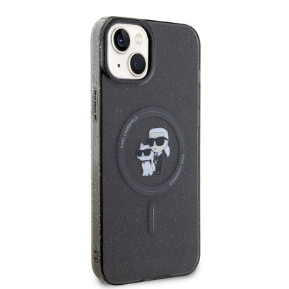 Puzdro MagSafe pre Apple iPhone 15 Plus, Karl Lagerfeld, Glitter, Čierne