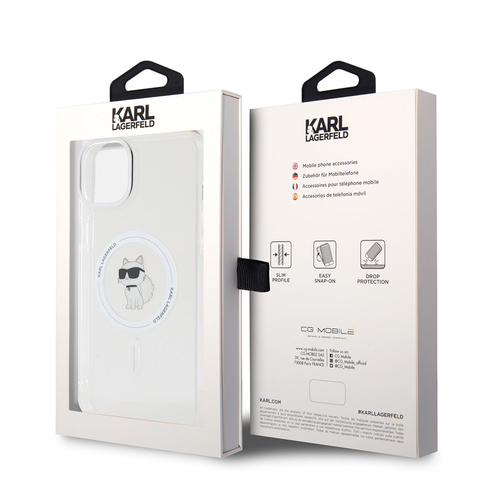 Puzdro MagSafe pre Apple iPhone 15 Plus / 14 Plus, Karl Lagerfeld, IML Choupette, Priehľadné