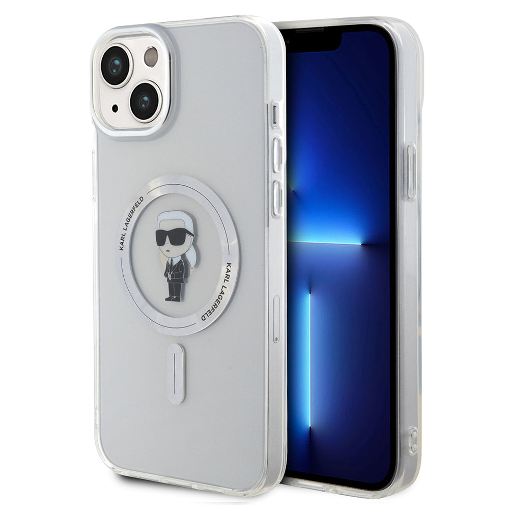 Puzdro MagSafe pre Apple iPhone 15 Plus, Karl Lagerfeld, IML Ikonik Karl, Priehľadné