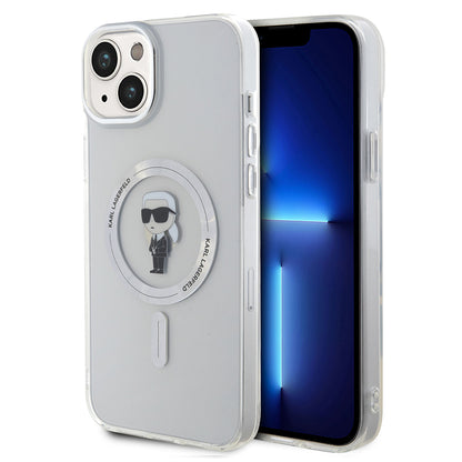 Puzdro MagSafe pre Apple iPhone 15 Plus, Karl Lagerfeld, IML Ikonik Karl, Priehľadné
