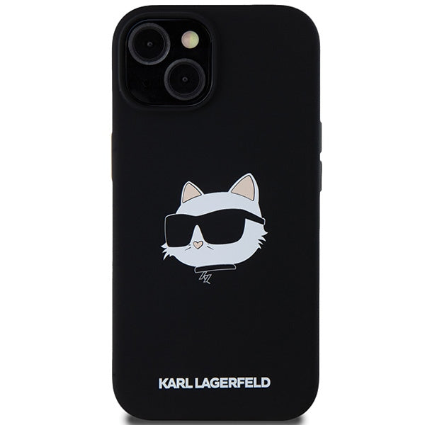 Puzdro MagSafe pre Apple iPhone 15 Plus, Karl Lagerfeld, Silicone Choupette's Head, Čierne