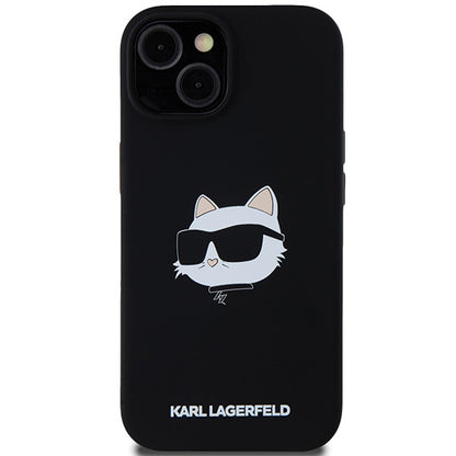 Puzdro MagSafe pre Apple iPhone 15 Plus, Karl Lagerfeld, Silicone Choupette's Head, Čierne