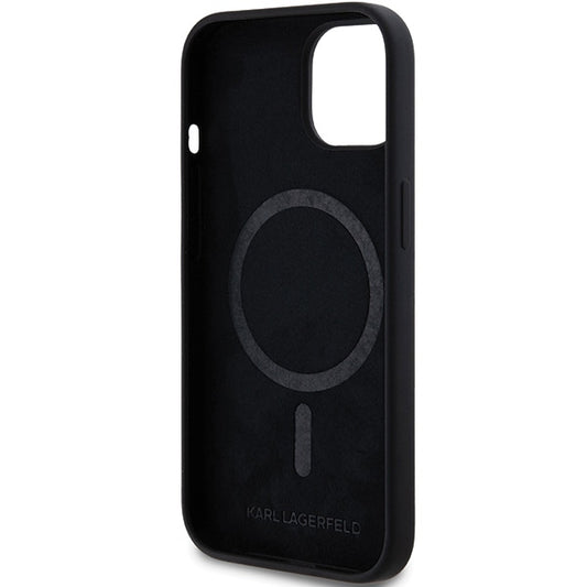 Puzdro MagSafe pre Apple iPhone 15 Plus, Karl Lagerfeld, Silicone Choupette's Head, Čierne