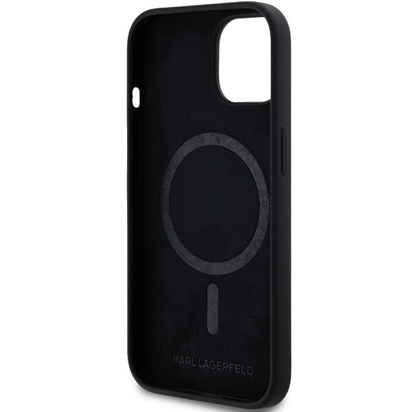 Puzdro MagSafe pre Apple iPhone 15 Plus, Karl Lagerfeld, Silicone Choupette's Head, Čierne
