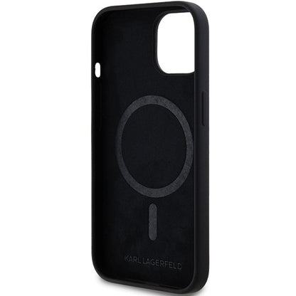 Puzdro MagSafe pre Apple iPhone 15 Plus, Karl Lagerfeld, Silicone Choupette's Head, Čierne