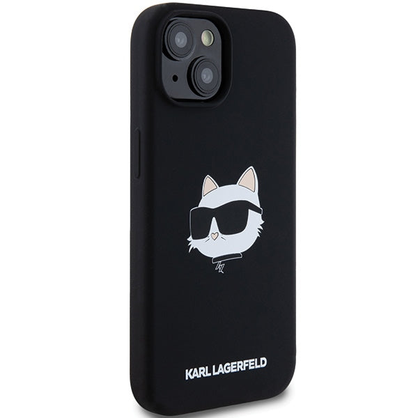 Puzdro MagSafe pre Apple iPhone 15 Plus, Karl Lagerfeld, Silicone Choupette's Head, Čierne