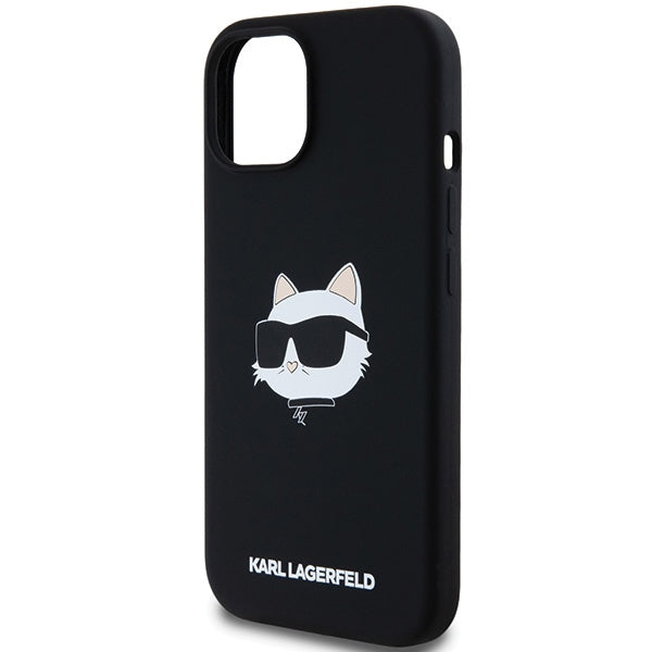 Puzdro MagSafe pre Apple iPhone 15 Plus, Karl Lagerfeld, Silicone Choupette's Head, Čierne