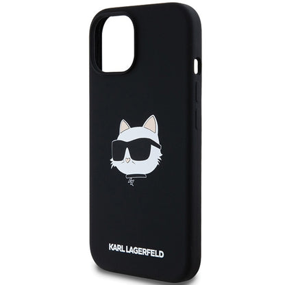 Puzdro MagSafe pre Apple iPhone 15 Plus, Karl Lagerfeld, Silicone Choupette's Head, Čierne