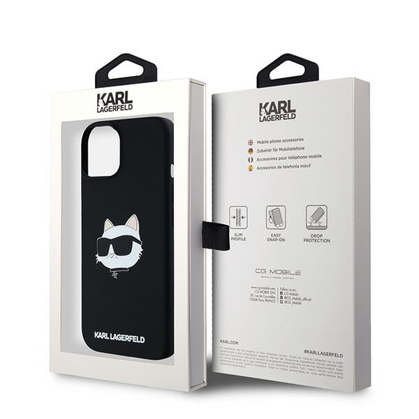 Puzdro MagSafe pre Apple iPhone 15 Plus, Karl Lagerfeld, Silicone Choupette's Head, Čierne
